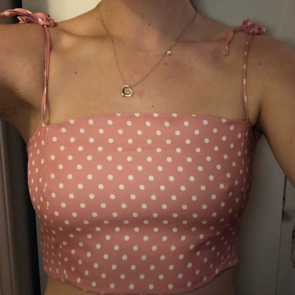 Tops - Flirty Pink Polkadot Crop Top